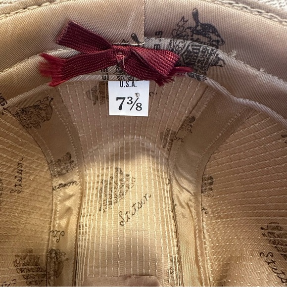 Stetson Fedora Plaid Light Brown with Feather Size 7 3/8 - Picture 7 of 8